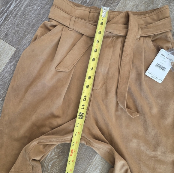 Free People Nightfall Suede Paperbag Vegan Suede Crop Pants Casual Camel Fall - Picture 9 of 16